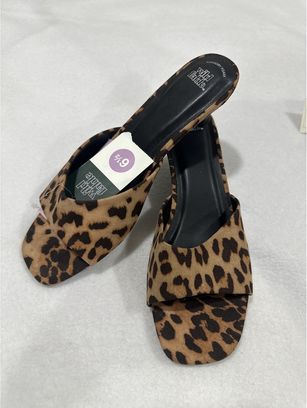 Wild Fable Leopard Print Memory Foam Kitten Heel Sandals, Sz